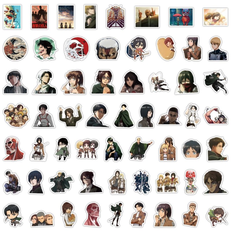 Laptop Accessories Case - 60 Buah Stiker Anime Attack On
