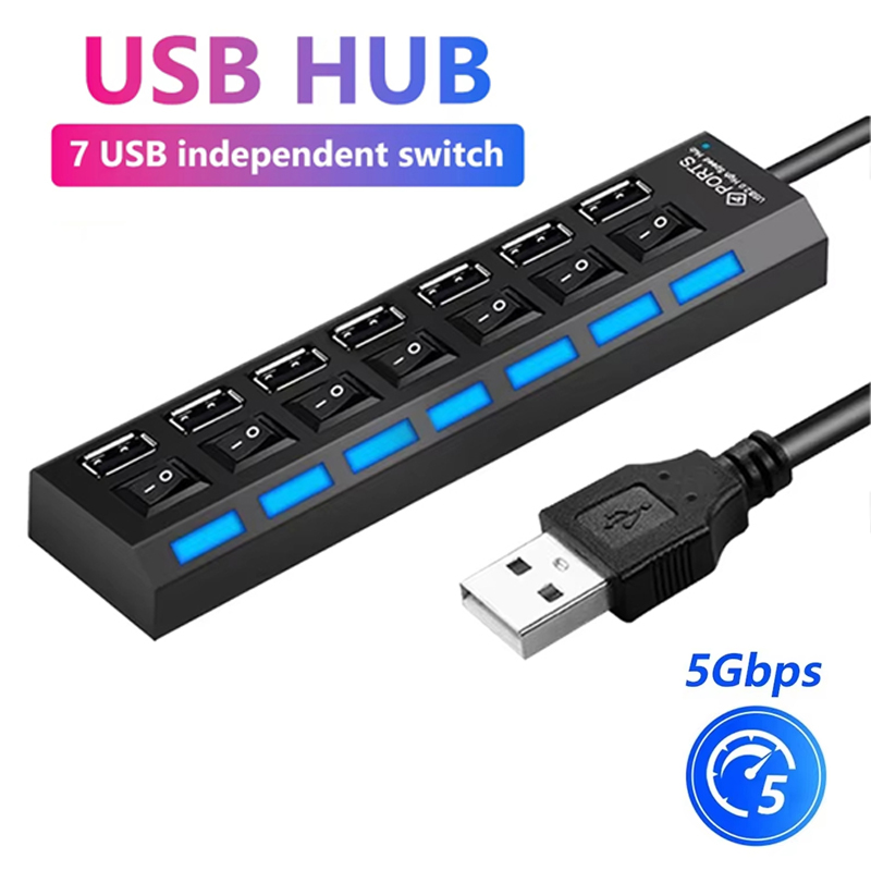 Laptop Office Accessories - Pemisah Hub USB 2.0 7 Port