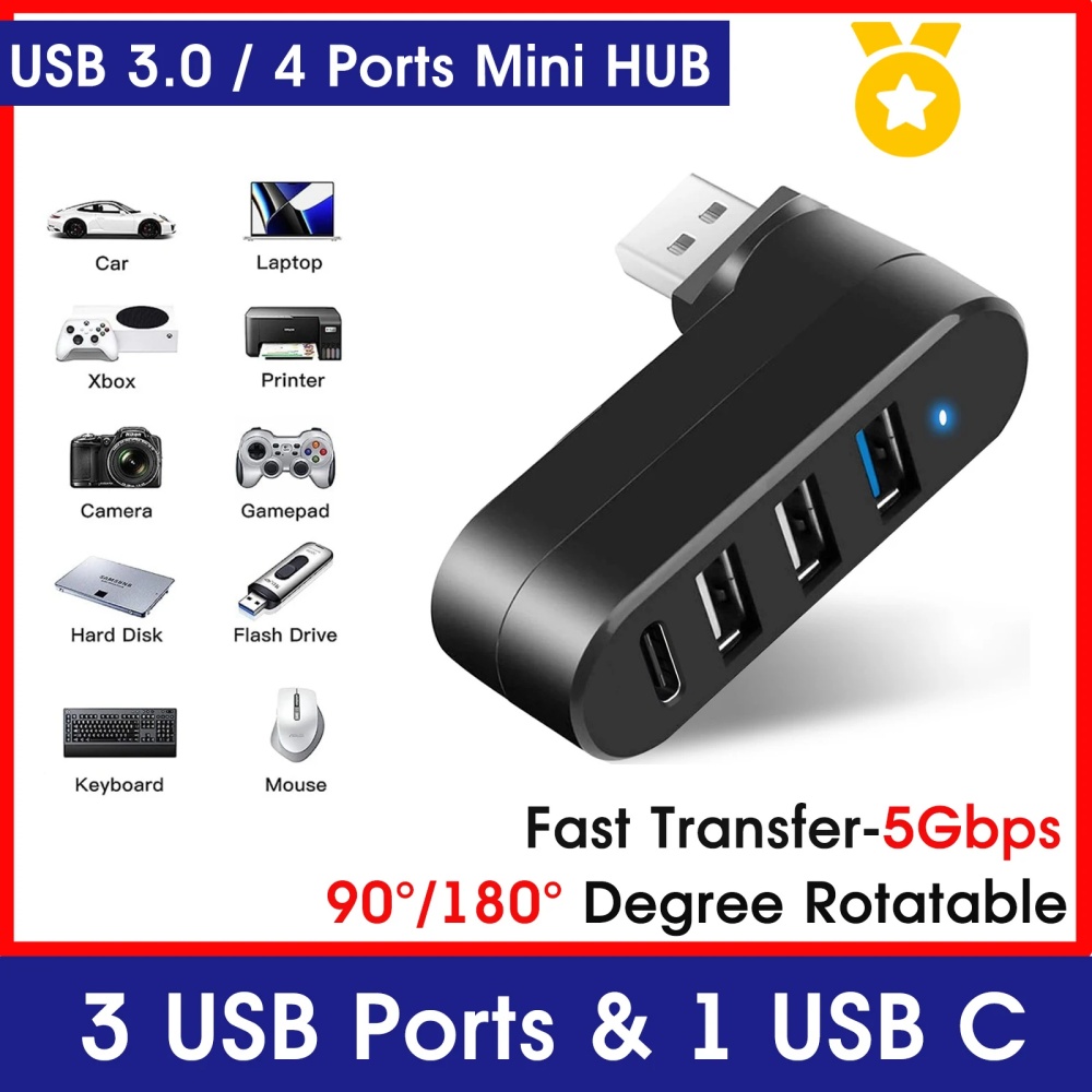 Laptop Accessories For Programmers - Mini Splitter 4 Port USB Hub