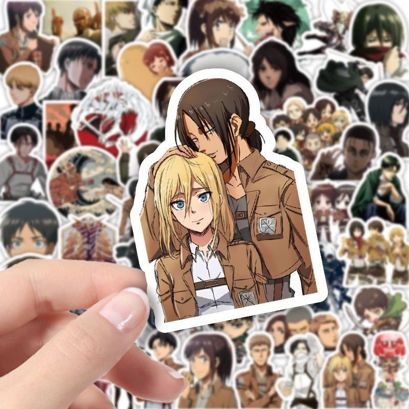 60 Buah Stiker Anime Attack On - Laptop Accessories Case ulasan dan harga