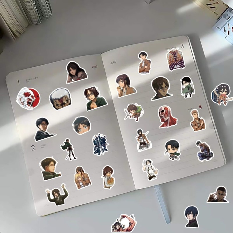 60 Buah Stiker Anime Attack On - Laptop Accessories Case ulasan dan harga