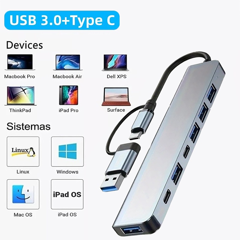 2 In 1 USB3.0 Hub 7 Port Tipe  - Laptop Accessories For Programmers ulasan dan harga